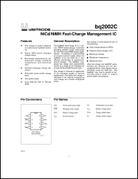 BQ2002CSN datasheet:  SIMPLE 8-PIN FAST-CHARGE CONTROLLER WITH TERMINATION BQ2002CSN