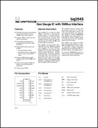 BQ2945SN-C409TR datasheet:  SBS 1.0 COMPLIANT GAS GAUGE WITH 5 LED DRIVERS BQ2945SN-C409TR