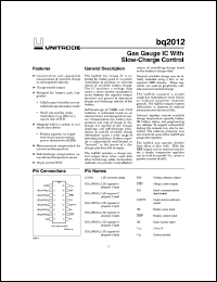 BQ2012SN-D107 datasheet:  GAS GAUGE WITH 1-WIRE (DQ) INTERFACE, 5 LED DRIVERS AND SLOW CHARGE CONTROL BQ2012SN-D107