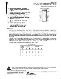74AC11139PWR datasheet:  DUAL 2-LINE TO 4-LINE DECODERS/DEMULTIPLEXERS 74AC11139PWR