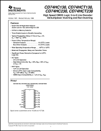 CD54HCT138F datasheet:  HIGH SPEED CMOS LOGIC INVERTING AND NON-INVERTING 3-TO-8 LINE DECODER DEMULTIPLEXER CD54HCT138F