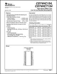 CD74HC154EN datasheet:  HIGH SPEED CMOS LOGIC 4-TO-16 LINE DECODER/DEMULTIPLEXER CD74HC154EN