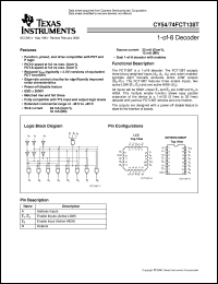 CY74FCT138ATQC datasheet:  1-OF-8 DECODER CY74FCT138ATQC