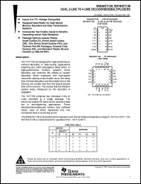 SN74HCT139DBR datasheet:  DUAL 2-LINE TO 4-LINE DECODERS/DEMULTIPLEXERS SN74HCT139DBR