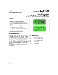 BQ2158TB-002 datasheet:  TWO SERIES CELL PACK SUPERVISOR MODULE, BQ2058T BASED BQ2158TB-002