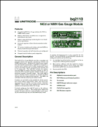 BQ2110B-012 datasheet:  GAS GAUGE MODULE WITH LEDS AND SWITCH (L-VERSION) BQ2010 BASED BQ2110B-012