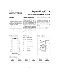 BQ4017YMC-70 datasheet:  2048KX8 NONVOLATILE SRAM BQ4017YMC-70