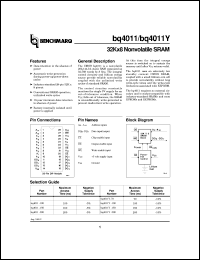 BQ4011YMA-100 datasheet:  32KX8 NONVOLATILE SRAM BQ4011YMA-100