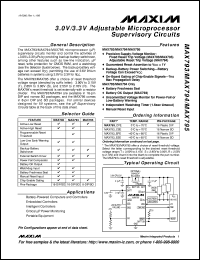 MAX814KCPA datasheet: +-1% accuracy, low-power, microprocessor supervisory circuit. Reset trip threshold (min) 4.75V (max) 4.85V, push-pull active-low reset output, push-pull active-high reset output, manual reset, power-fail monitor, low-line detector. MAX814KCPA