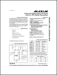 MAX6315US48D1-T datasheet: Open-drain microprocessor reset circuit. Reset threshold(nom) 4.80V. Reset timeout period(min) 1ms. MAX6315US48D1-T