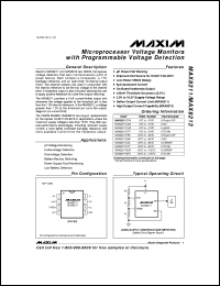 MAX835EUK-T datasheet: Micropower, latching voltage monitor. Push/pull output. MAX835EUK-T