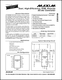 MAX870EUK/D datasheet: Switched-capacitor voltage inverter. Input voltage range +1.4V to +5.5V. 0.7mA quiescent current. 125kHz MAX870EUK/D