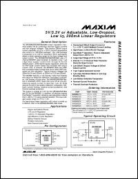 MAX8867EUK29-T datasheet: Low-noise, low-dropout, 150mA linear regulator. Preset output voltage 2.84V MAX8867EUK29-T