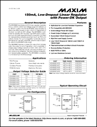 MAX9003EUA datasheet: Low-power, high-speed, single-supply op amp + comparator + reference IC. Op-Amp gain stability 10V/V. Op-Amp gain bandwidth 8MHz. MAX9003EUA