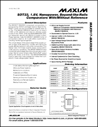 MAX967ESA datasheet: Dual, micropower, ultra-low-voltage, Rail-to-Rail I/O comparator. Internal reference. Programmable hysteresis. MAX967ESA