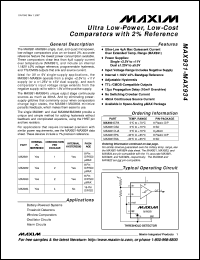 MAX9698C/D datasheet: Single very fast TTL output comparator MAX9698C/D