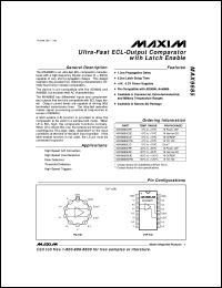 MAX976EUA datasheet: Dual, single-supply, high-speed, low-power comparator. MAX976EUA