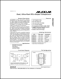 MAX991ESA datasheet: Dual, micropower, low-voltage, Rail-to-Rail I/O comparator. Push/pull output stage sinks and sources. MAX991ESA