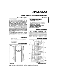 MX7225BQ datasheet: CMOS quad 8-bit D/A converter with double-buffered logic inputs. Error +-2 LSB. MX7225BQ