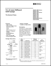 HLMP-1585 datasheet: T-1(3mm) diffused LED lamp HLMP-1585