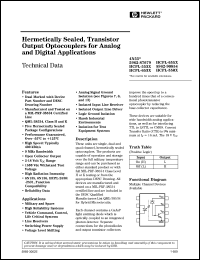 HCPL-257K datasheet: Hermetically sealed, transistor output optocoupler for analog and digital applications HCPL-257K