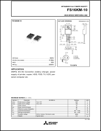 FS16KM-10 datasheet: 16A power mosfet for high-speed switching use FS16KM-10