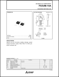 FS3UM-14A datasheet: 3A power mosfet for high-speed switching use FS3UM-14A