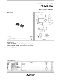 FS3VS-14A datasheet: 3A power mosfet for high-speed switching use FS3VS-14A