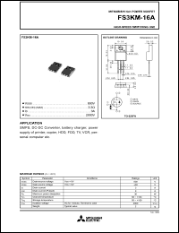 FS3KM-16A datasheet: 3A power mosfet for high-speed switching use FS3KM-16A