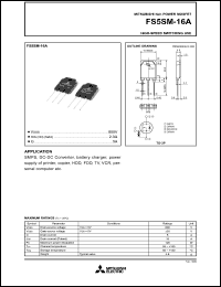 FS5SM-16A datasheet: 5A power mosfet for high-speed switching use FS5SM-16A