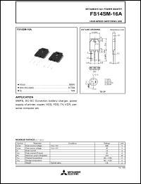 FS14SM-16A datasheet: 14A power mosfet for high-speed switching use FS14SM-16A