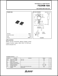 FS3KM-18A datasheet: 3A power mosfet for high-speed switching use FS3KM-18A