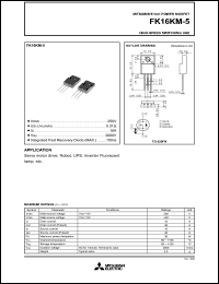 FK16KM-5 datasheet: 16A power mosfet for high-speed switching use FK16KM-5