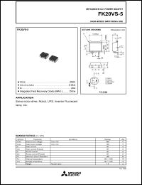 FK20VS-5 datasheet: 20A power mosfet for high-speed switching use FK20VS-5