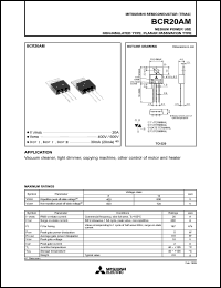 BCR20AM datasheet: 20A semiconductor for medium power use, non-insulated type, planar passivation type BCR20AM