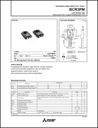 BCR3PM datasheet: 3A semiconductor for low power use, insulated type, planar passivation type BCR3PM