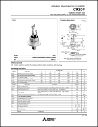 CR20F datasheet: 20A semiconductor for medium power use, non-insulated, glass passivation type CR20F