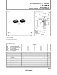 CR12MB datasheet: 12A semiconductor for medium power use, non-insulated, glass passivation type CR12MB