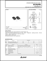 BCR2PM datasheet: 2A semiconductor for low power use, insulated type, planar passivation type BCR2PM