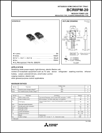 BCR8PM-20 datasheet: 8A semiconductor for medium power use, insulated type, planar passivation type BCR8PM-20