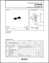 BCR8UM datasheet: 8A semiconductor for medium power use, insulated type, glass passivation type BCR8UM