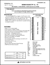 M5M4V4S40CTP-15 datasheet: 4M (2-bank x 131072-word x 16-bit) synchronous DRAM M5M4V4S40CTP-15