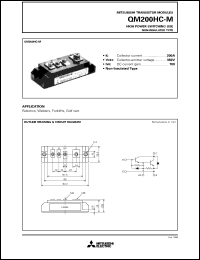 QM200HC-M datasheet: 200A - transistor module for medium power switching use, insulated type QM200HC-M