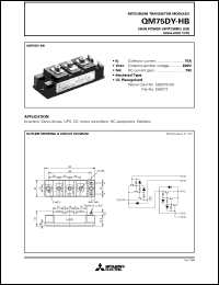 QM75DY-HB datasheet: 75A - transistor module for medium power switching use, insulated type QM75DY-HB