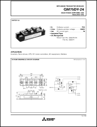 QM75DY-24 datasheet: 75A - transistor module for medium power switching use, insulated type QM75DY-24
