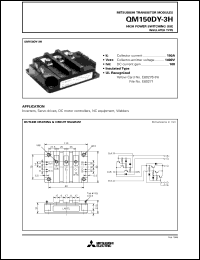 QM150DY-3H datasheet: 150A - transistor module for medium power switching use, insulated type QM150DY-3H