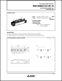 RM100DZ-M datasheet: 100A - transistor module for high power general use, insulated type RM100DZ-M
