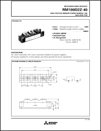 RM100D2Z-40 datasheet: 100A - transistor module for high voltage medium power general use, insulated type RM100D2Z-40