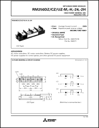 RM250UZ-M datasheet: 250A - transistor module for high voltage medium power general use, insulated type RM250UZ-M