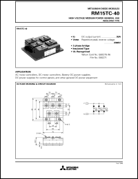RM15TC-40 datasheet: 30A - transistor module for high voltage medium power general use, insulated type RM15TC-40